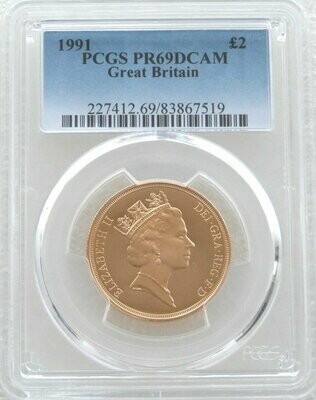 1991 St George and the Dragon £2 Double Sovereign Gold Proof Coin PCGS PR69 DCAM