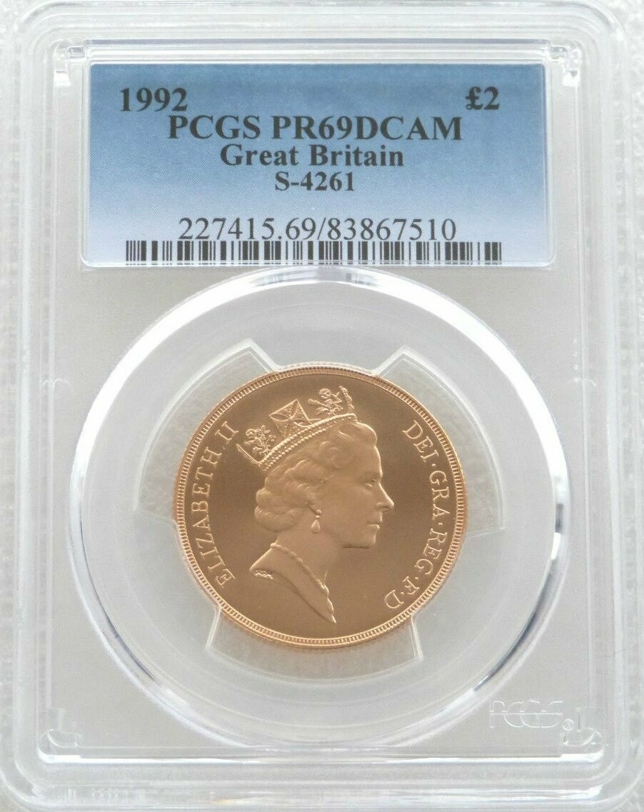 1992 St George and the Dragon £2 Double Sovereign Gold Proof Coin PCGS PR69 DCAM