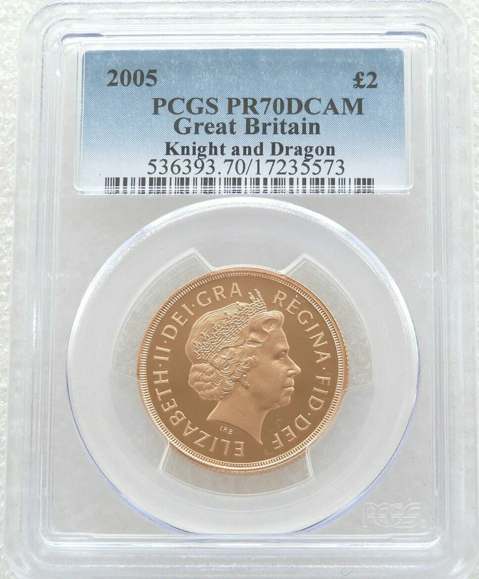 2005 St George and the Dragon £2 Double Sovereign Gold Proof Coin PCGS PR70 DCAM