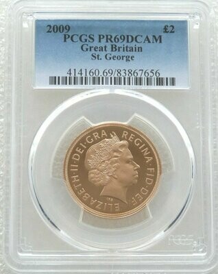 2009 St George and the Dragon £2 Double Sovereign Gold Proof Coin PCGS PR69 DCAM