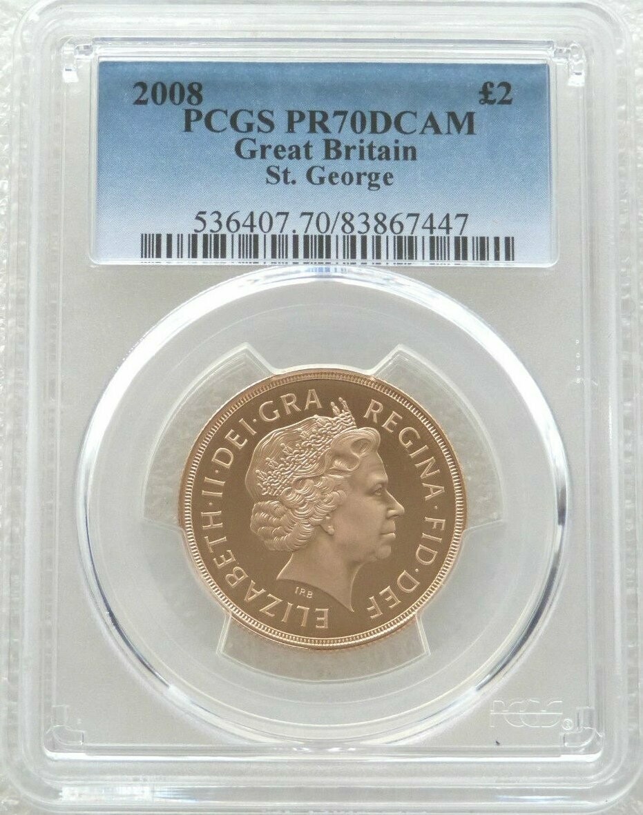 2008 St George and the Dragon £2 Double Sovereign Gold Proof Coin PCGS PR70 DCAM