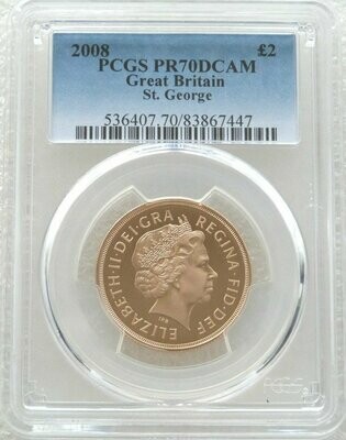 2008 St George and the Dragon £2 Double Sovereign Gold Proof Coin PCGS PR70 DCAM