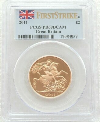 2011 St George and the Dragon £2 Double Sovereign Gold Proof Coin PCGS PR69 DCAM First Strike