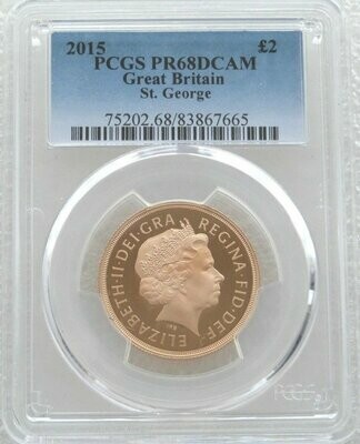 2015 St George and the Dragon £2 Double Sovereign Gold Proof Coin PCGS PR68 DCAM