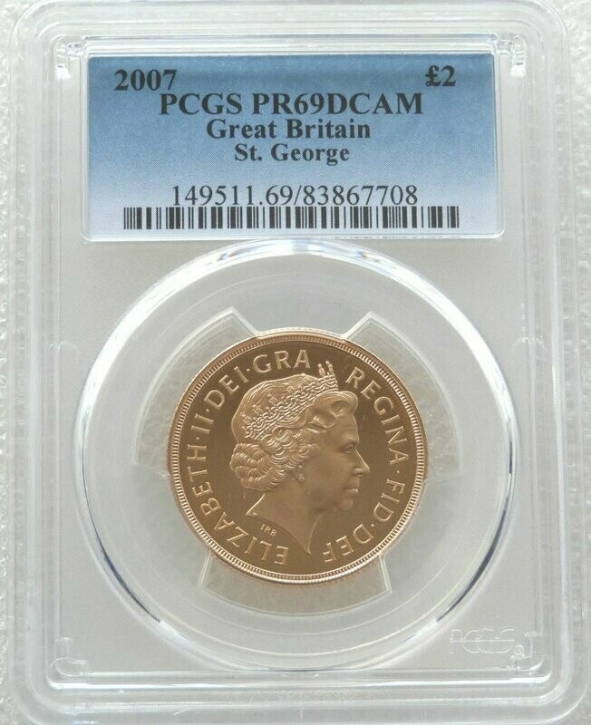 2007 St George and the Dragon £2 Double Sovereign Gold Proof Coin PCGS PR69 DCAM