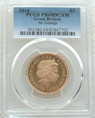2010 St George and the Dragon £2 Double Sovereign Gold Proof Coin PCGS PR69 DCAM