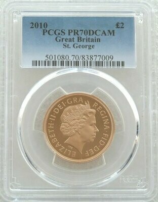 2010 St George and the Dragon £2 Double Sovereign Gold Proof Coin PCGS PR70 DCAM