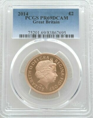 2014 St George and the Dragon £2 Double Sovereign Gold Proof Coin PCGS PR69 DCAM