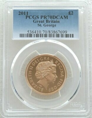 2011 St George and the Dragon £2 Double Sovereign Gold Proof Coin PCGS PR70 DCAM
