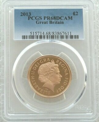 2013 St George and the Dragon £2 Double Sovereign Gold Proof Coin PCGS PR68 DCAM