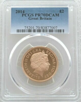 2014 St George and the Dragon £2 Double Sovereign Gold Proof Coin PCGS PR70 DCAM