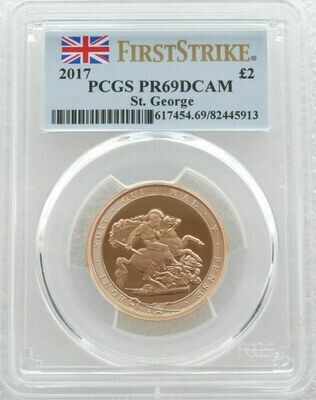2017 Pistrucci £2 Double Sovereign Gold Proof Coin PCGS PR69 DCAM First Strike