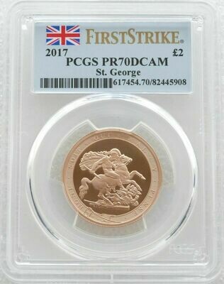 2017 Pistrucci £2 Double Sovereign Gold Proof Coin PCGS PR70 DCAM First Strike