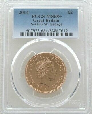 2014 St George and the Dragon £2 Double Sovereign Gold Coin PCGS MS68+