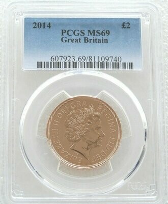 2014 St George and the Dragon £2 Double Sovereign Gold Coin PCGS MS69