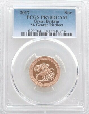 2017 Pistrucci Piedfort Sovereign Gold Proof Coin PCGS PR70 DCAM