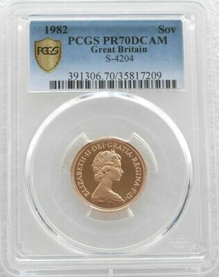 1982 St George and the Dragon Full Sovereign Gold Proof Coin PCGS PR70 DCAM