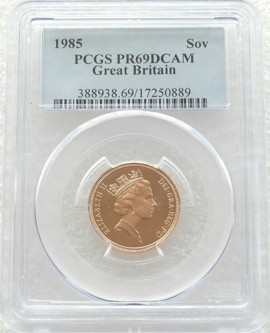 1985 St George and the Dragon Full Sovereign Gold Proof Coin PCGS PR69 DCAM