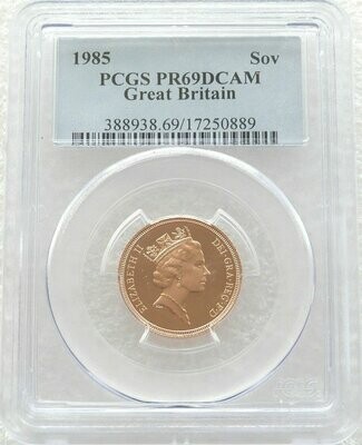 1985 St George and the Dragon Full Sovereign Gold Proof Coin PCGS PR69 DCAM