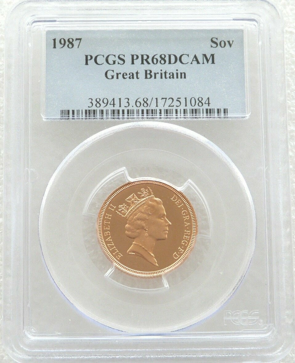 1987 St George and the Dragon Full Sovereign Gold Proof Coin PCGS PR68 DCAM