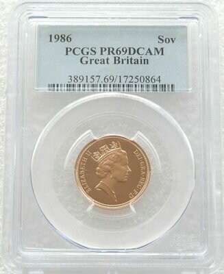 1986 St George and the Dragon Full Sovereign Gold Proof Coin PCGS PR69 DCAM