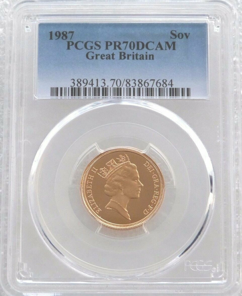1987 St George and the Dragon Full Sovereign Gold Proof Coin PCGS PR70 DCAM
