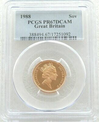 1988 St George and the Dragon Full Sovereign Gold Proof Coin PCGS PR67 DCAM