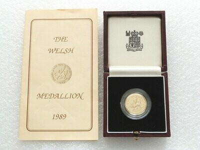 1989 Royal Mint Welsh Dragon Gold Sovereign Coin Medal Box Coa - Made from Welsh Gold