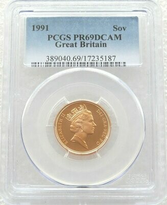 1991 St George and the Dragon Full Sovereign Gold Proof Coin PCGS PR69 DCAM