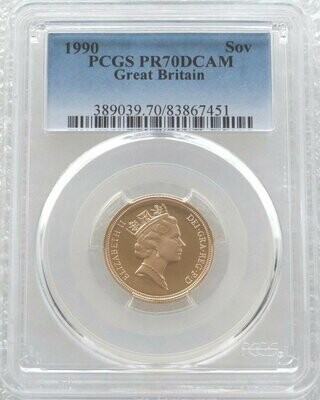 1990 St George and the Dragon Full Sovereign Gold Proof Coin PCGS PR70 DCAM
