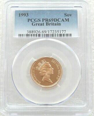 1993 St George and the Dragon Full Sovereign Gold Proof Coin PCGS PR69 DCAM
