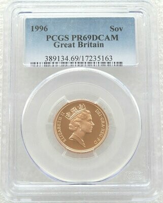 1996 St George and the Dragon Full Sovereign Gold Proof Coin PCGS PR69 DCAM