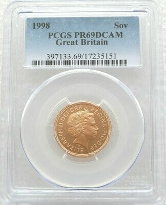 1998 St George and the Dragon Full Sovereign Gold Proof Coin PCGS PR69 DCAM