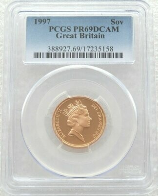 1997 St George and the Dragon Full Sovereign Gold Proof Coin PCGS PR69 DCAM