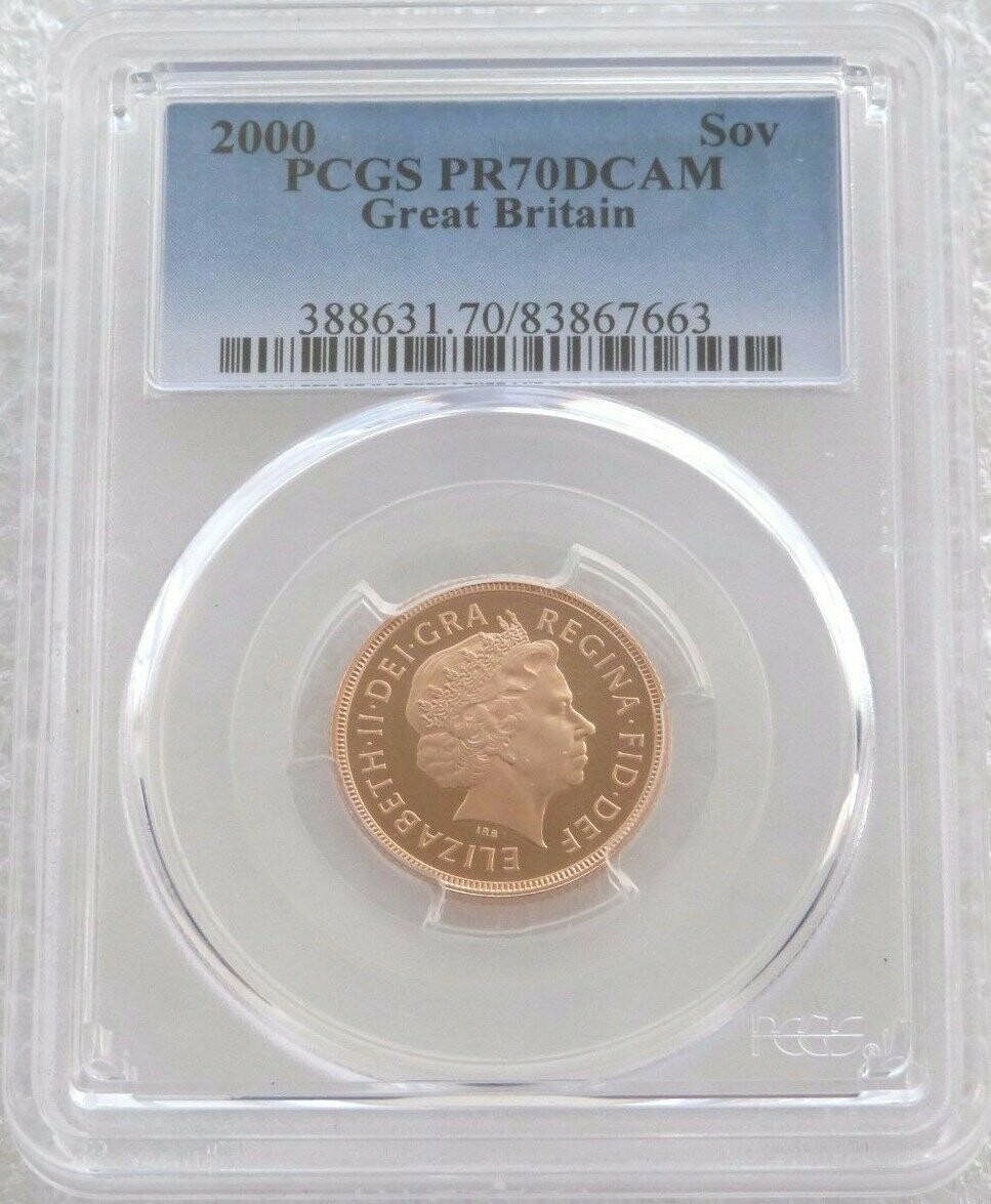 2000 St George and the Dragon Full Sovereign Gold Proof Coin PCGS PR70 DCAM