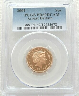 2001 St George and the Dragon Full Sovereign Gold Proof Coin PCGS PR69 DCAM