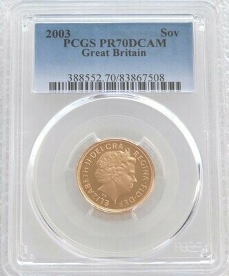 2003 St George and the Dragon Full Sovereign Gold Proof Coin PCGS PR70 DCAM