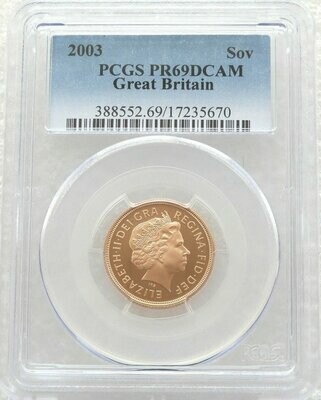 2003 St George and the Dragon Full Sovereign Gold Proof Coin PCGS PR69 DCAM