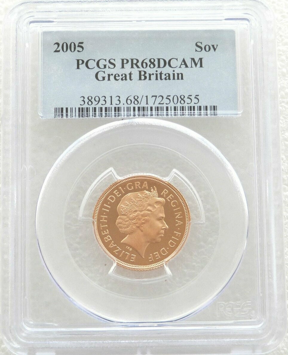 2005 St George and the Dragon Full Sovereign Gold Proof Coin PCGS PR68 DCAM - Timothy Noad