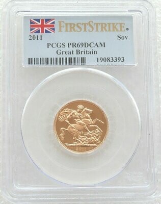 2011 St George and the Dragon Full Sovereign Gold Proof Coin PCGS PR69 DCAM First Strike