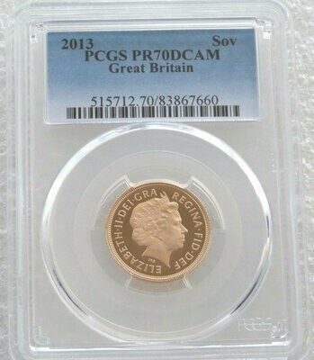2013 St George and the Dragon Full Sovereign Gold Proof Coin PCGS PR70 DCAM