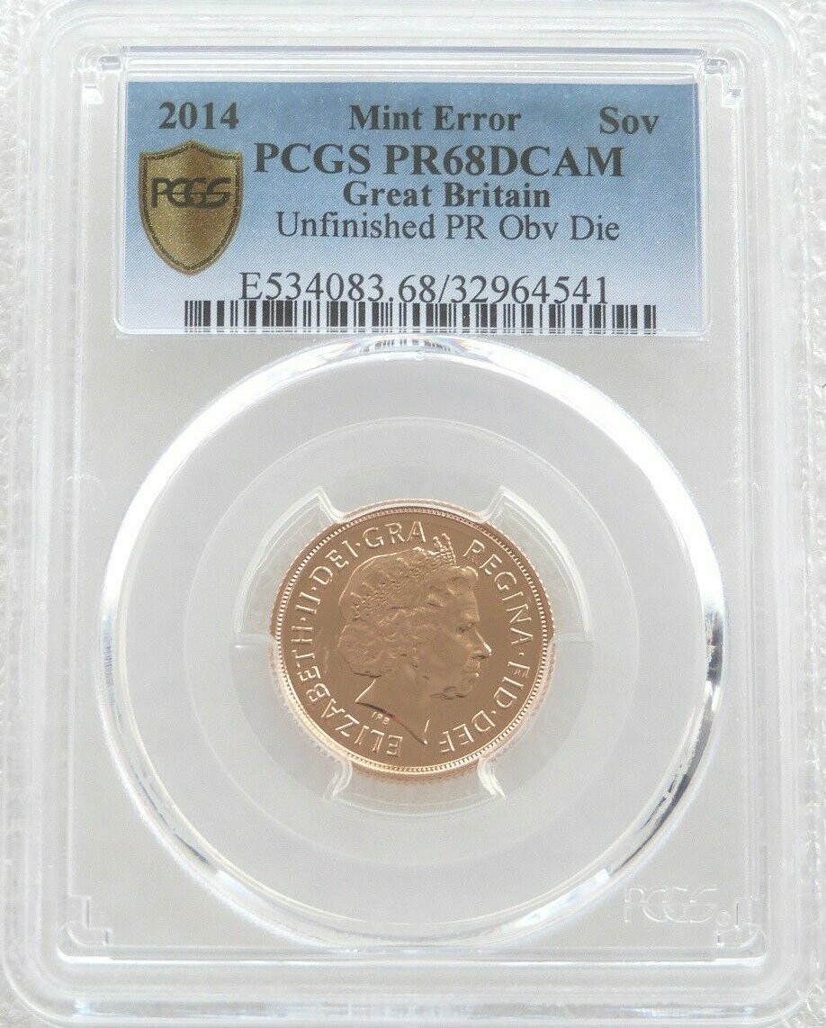 2014 St George and the Dragon Full Sovereign Gold Proof Coin PCGS PR68 DCAM Mint Error Mule
