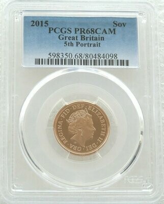 2015 St George and the Dragon Full Sovereign Gold Proof Coin PCGS PR68 CAM - Fifth Portrait