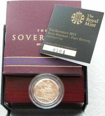 2015 St George and the Dragon Full Sovereign Gold Proof Coin Box Coa - Fifth Portrait Jody Clark
