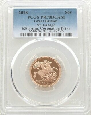 2018 Sapphire Coronation Full Sovereign Gold Proof Coin PCGS PR70 DCAM