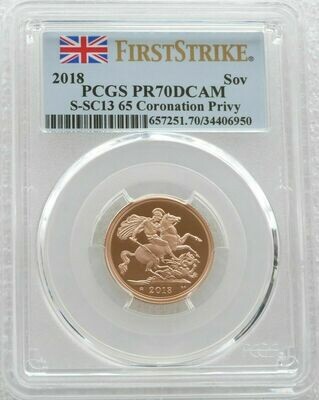 2018 Sapphire Coronation Full Sovereign Gold Proof Coin PCGS PR70 DCAM First Strike