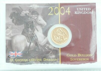 2004 St George and the Dragon Full Sovereign Gold Coin Mint Card
