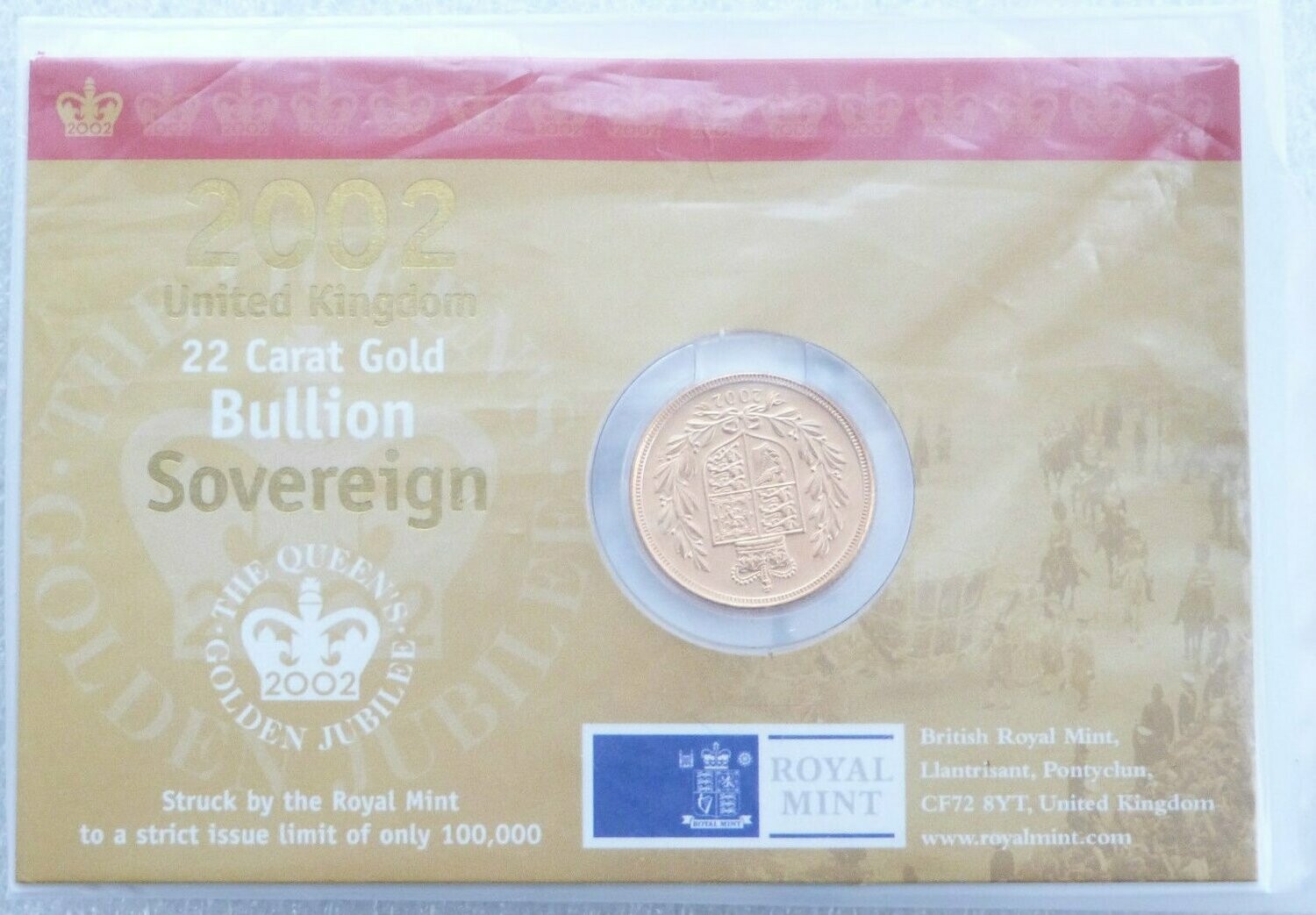 2002 Golden Jubilee Full Sovereign Gold Coin Mint Card Sealed