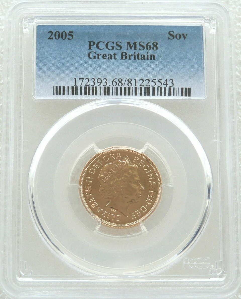 2005 St George and the Dragon Full Sovereign Gold Coin PCGS MS68 - Timothy Noad
