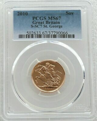2010 St George and the Dragon Full Sovereign Gold Coin PCGS MS67
